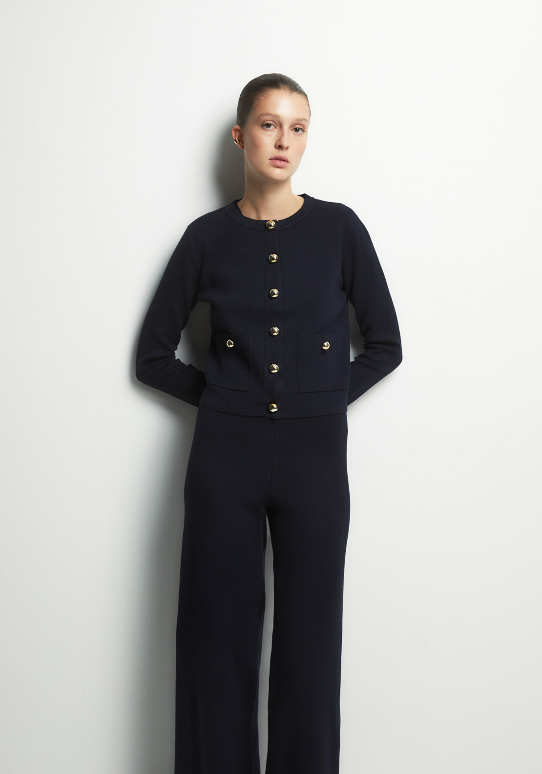 Sfera Plain Knit Cardigan - Blue 1 Shaws Department Stores