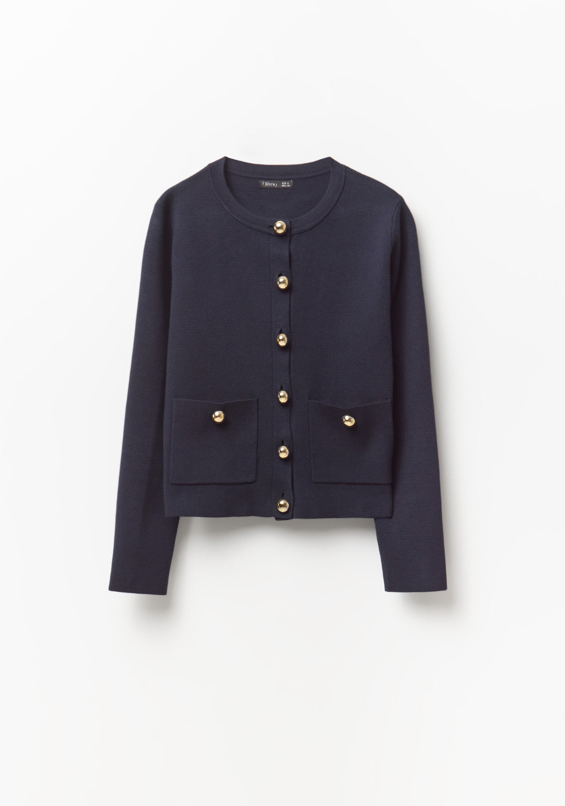 Sfera Plain Knit Cardigan - Blue 5 Shaws Department Stores