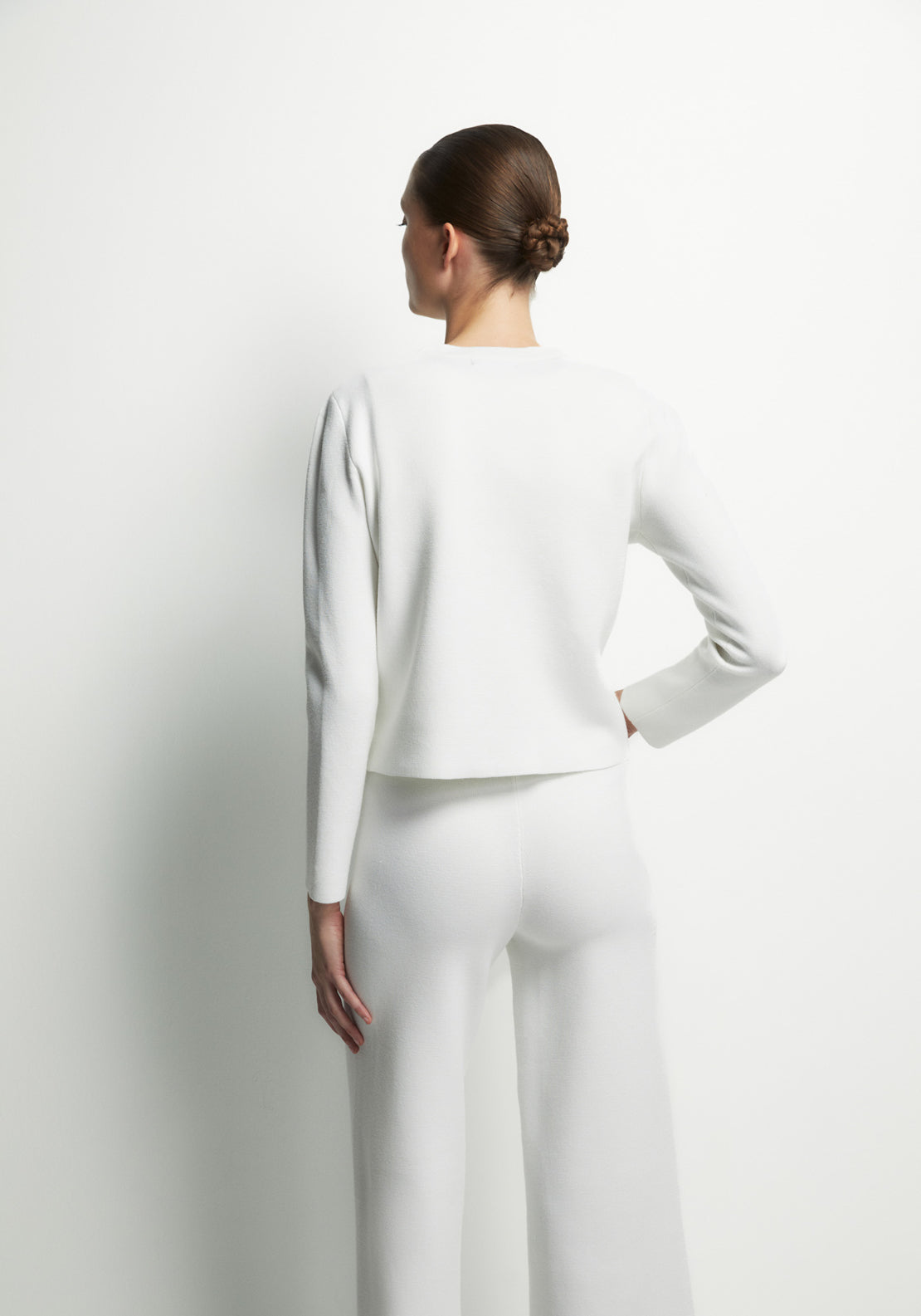 Sfera Plain Knit Cardigan - White 2 Shaws Department Stores