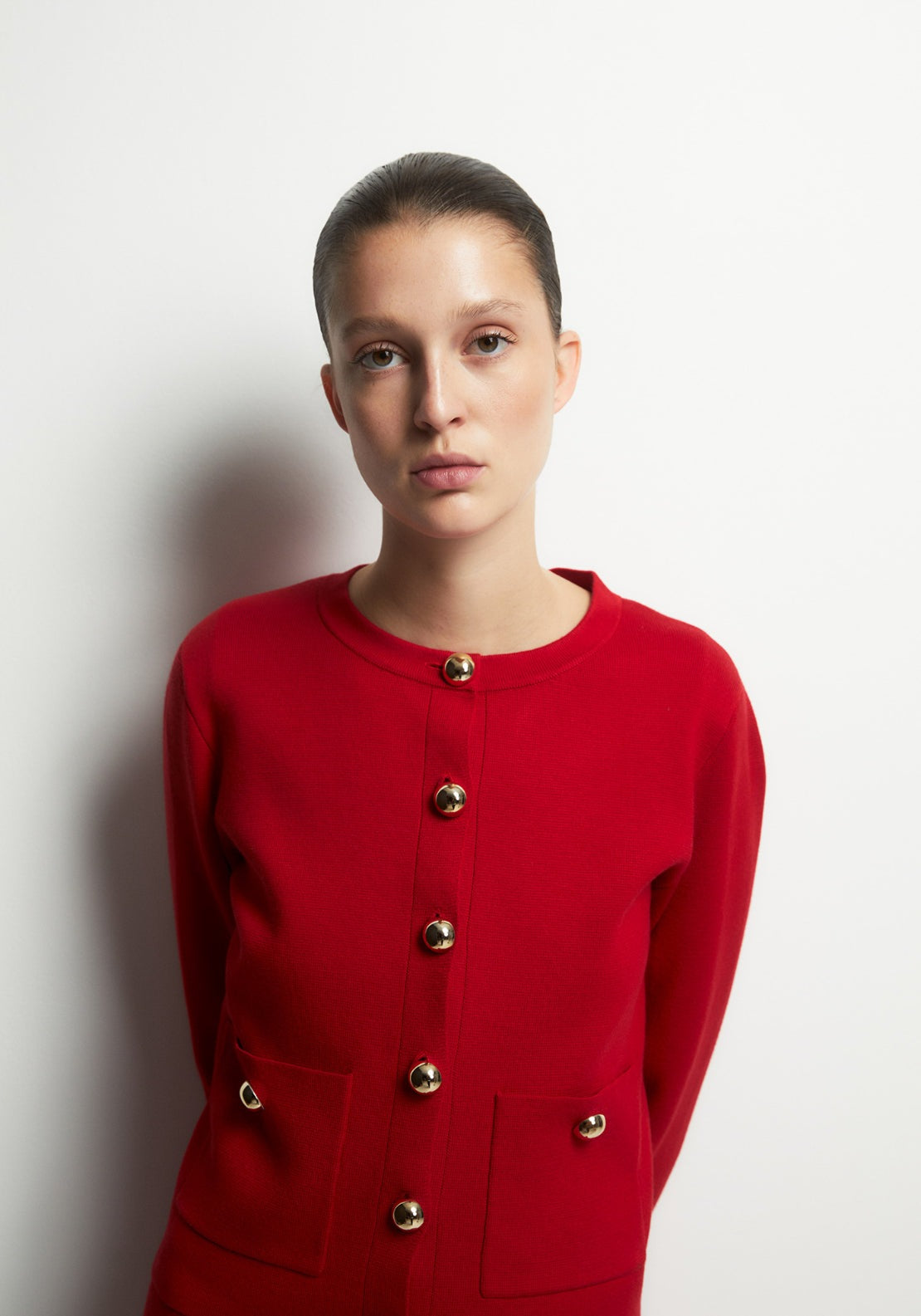 Plain Cardigan - Red