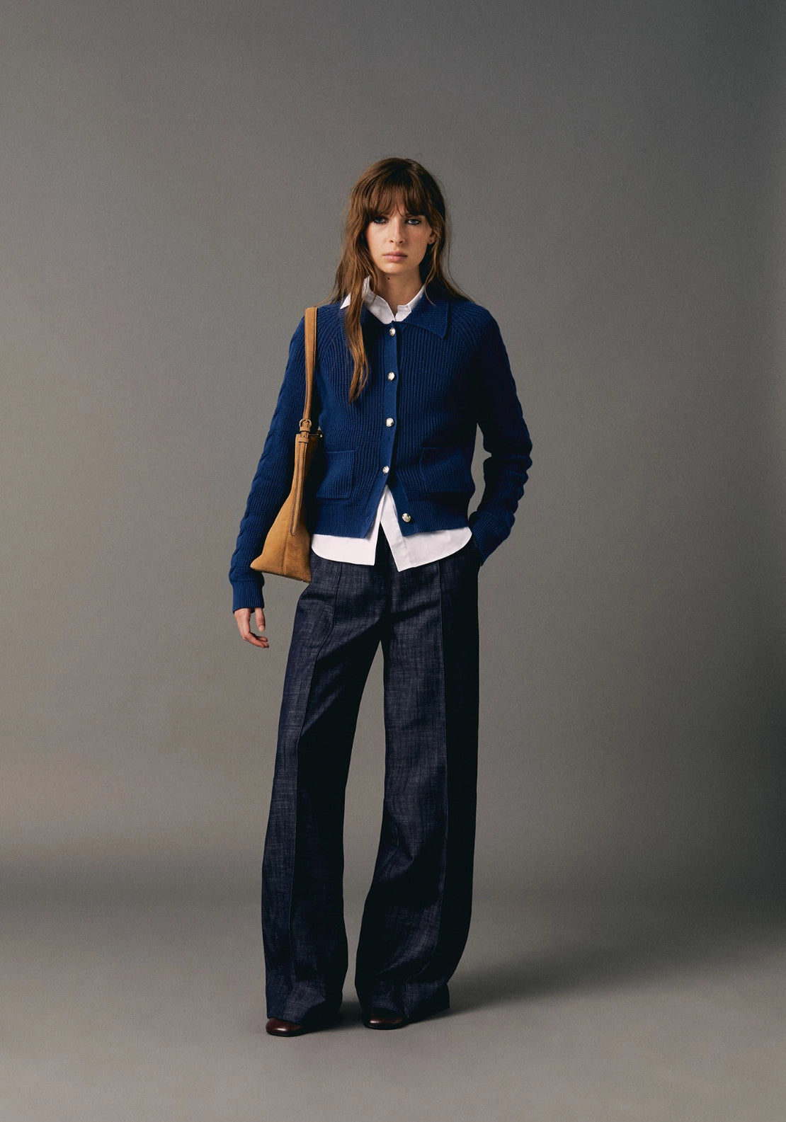 Rib Knit Cardigan - Blue Indigo