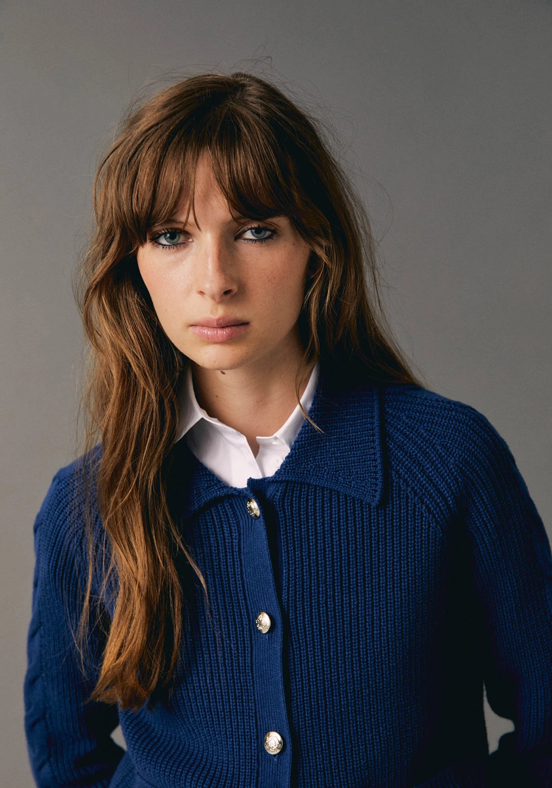 Rib Knit Cardigan - Blue Indigo