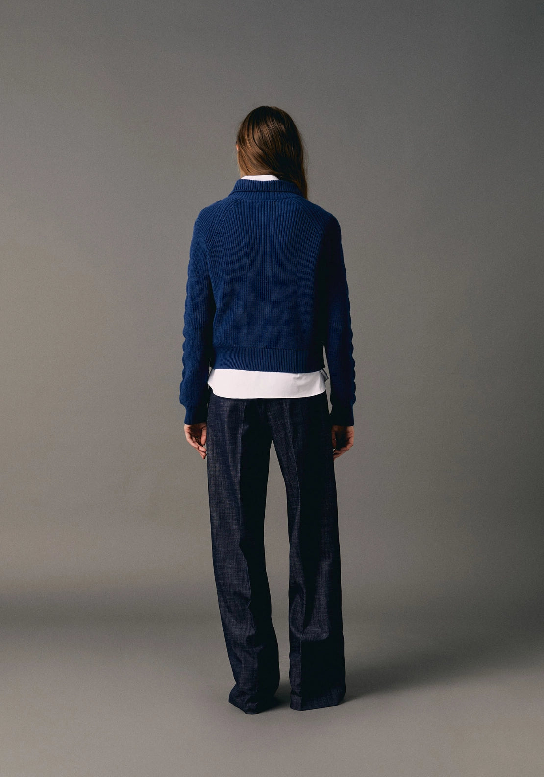 Rib Knit Cardigan - Blue Indigo
