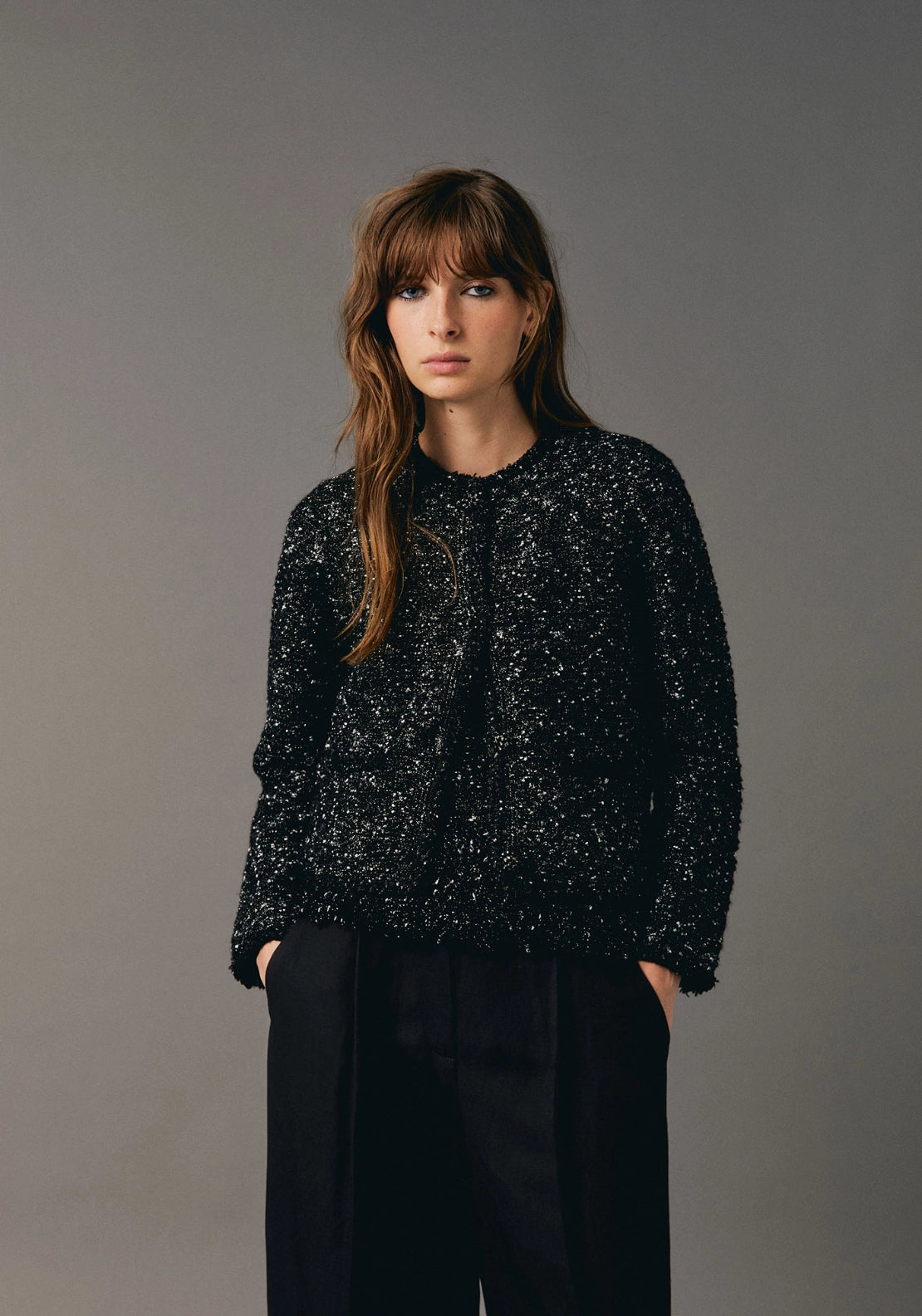 Sparkly Tweed Jacket - Black