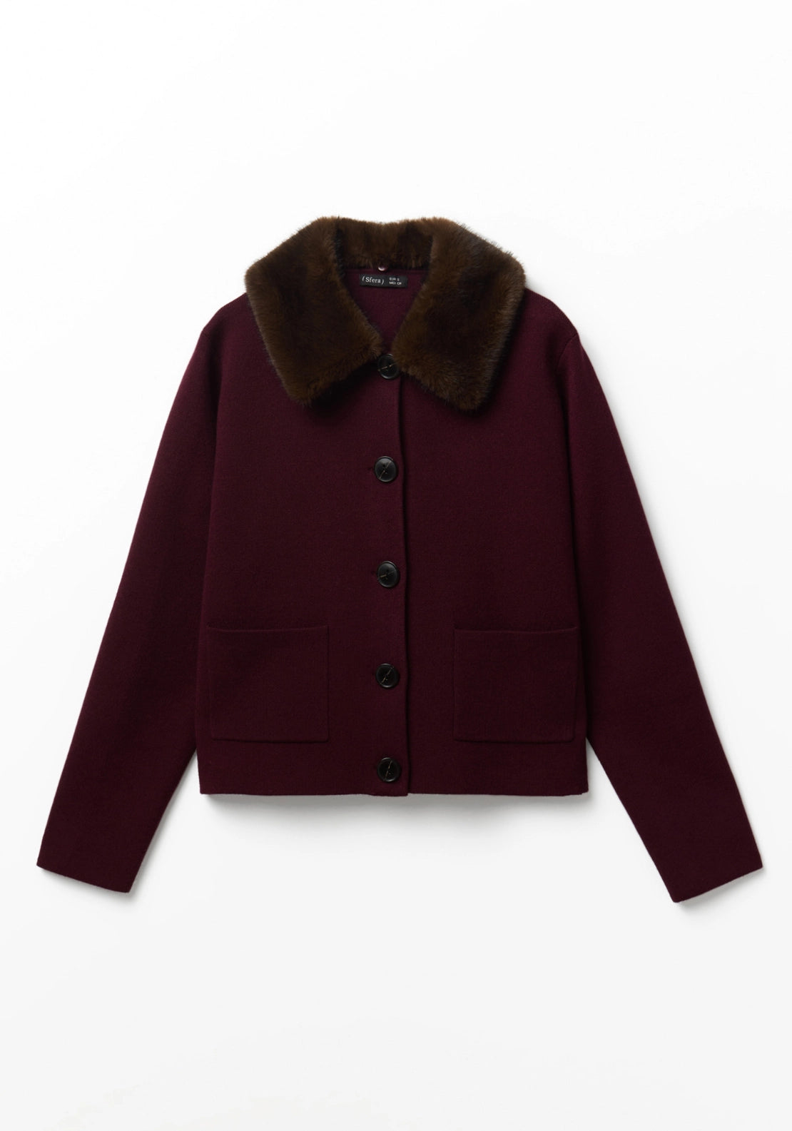 Faux Fur Collar Jacket - Red