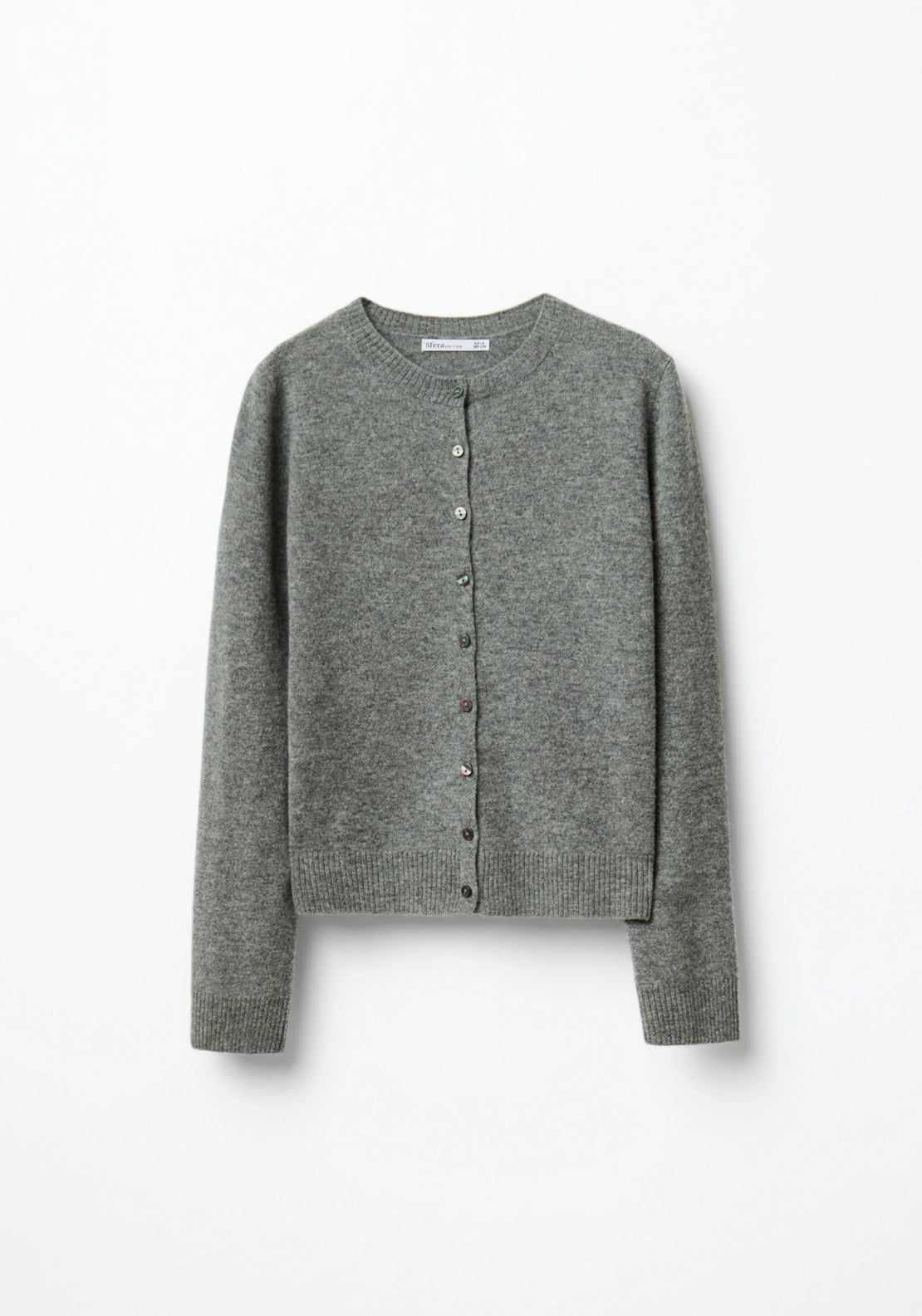 100% Wool Button Cardigan - Grey