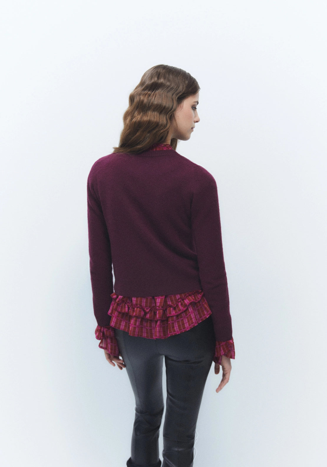 100% Wool Button Cardigan - Red