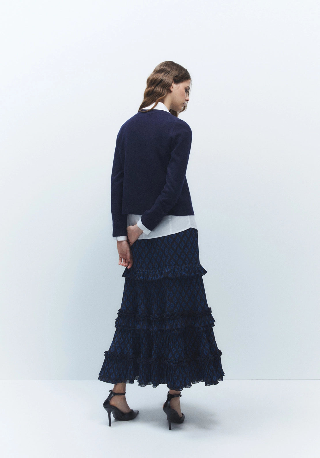100% Wool Button Cardigan - Navy Blue