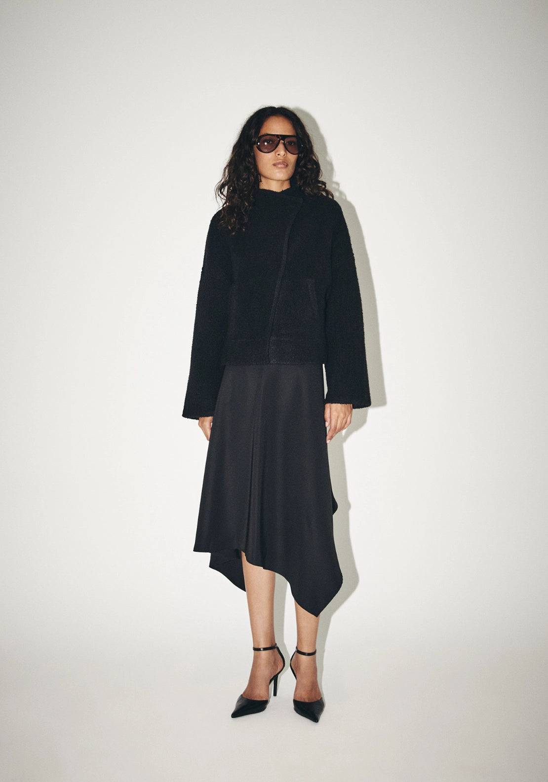 Crossover Bouclé Jacket - Black
