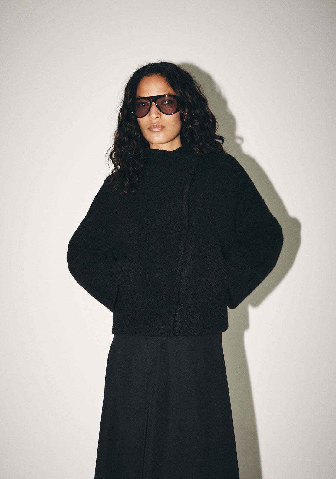 Crossover Bouclé Jacket - Black