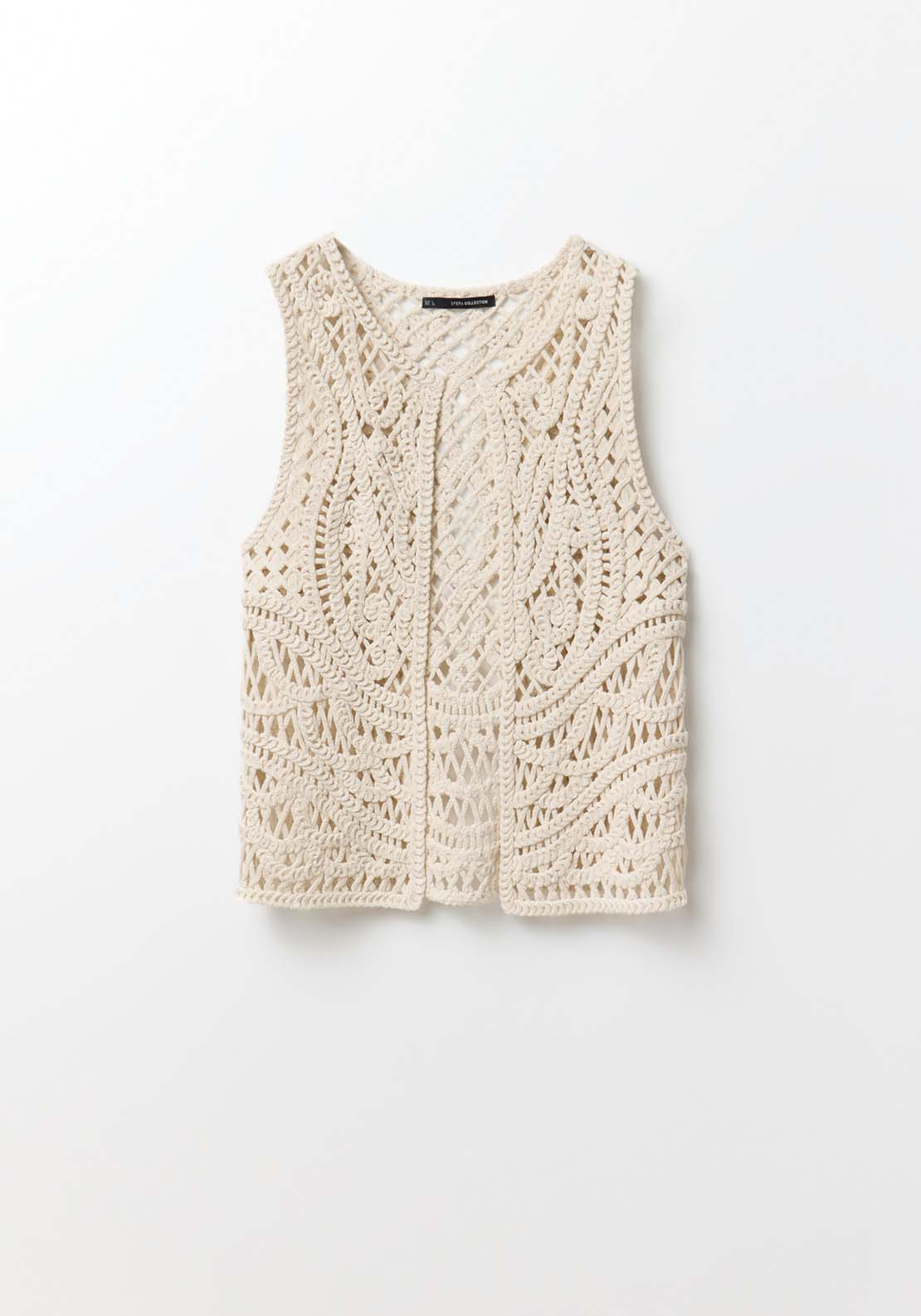 Sfera Long Macramé Vest - Ecru 6 Shaws Department Stores