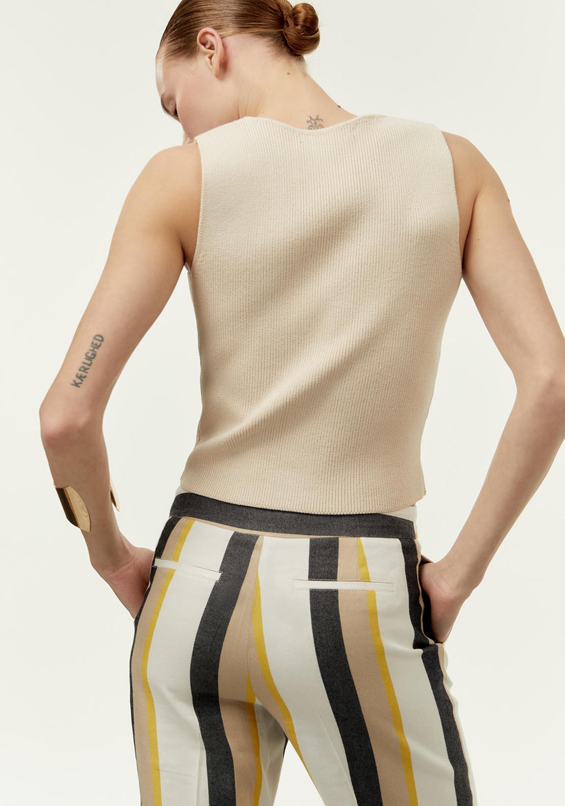 Sfera Buttons knit waistcoat - Beige 6 Shaws Department Stores