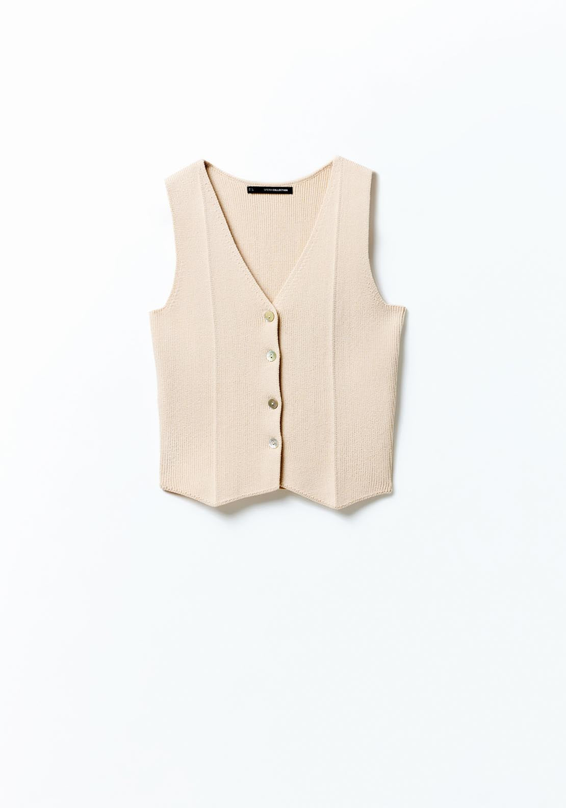 Sfera Buttons knit waistcoat - Beige 7 Shaws Department Stores