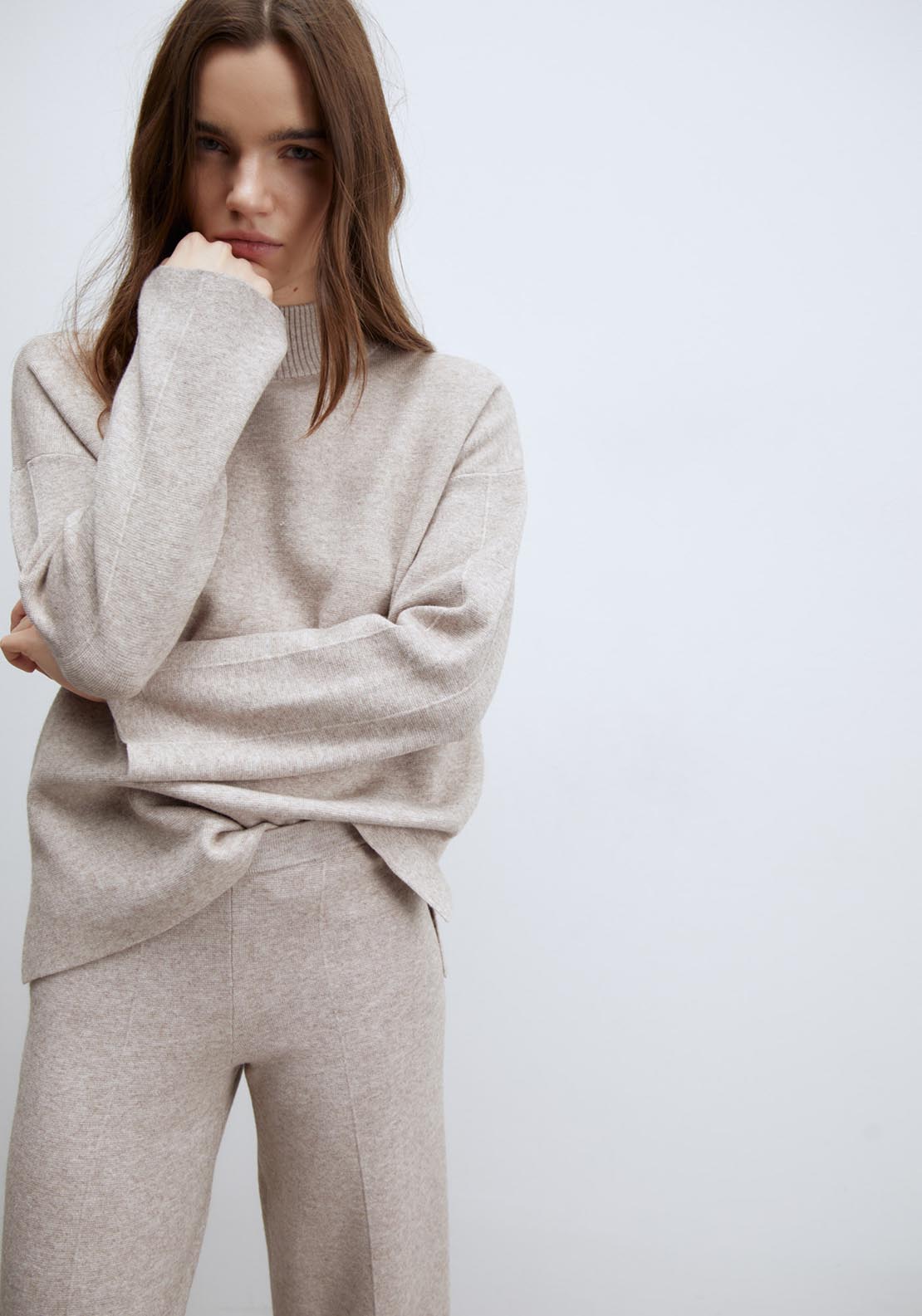 Sfera Wide-leg trousers - Natural Mink 6 Shaws Department Stores