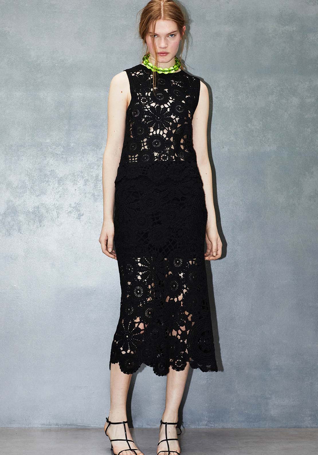 Sfera Crochet Midi Skirt - Black 5 Shaws Department Stores