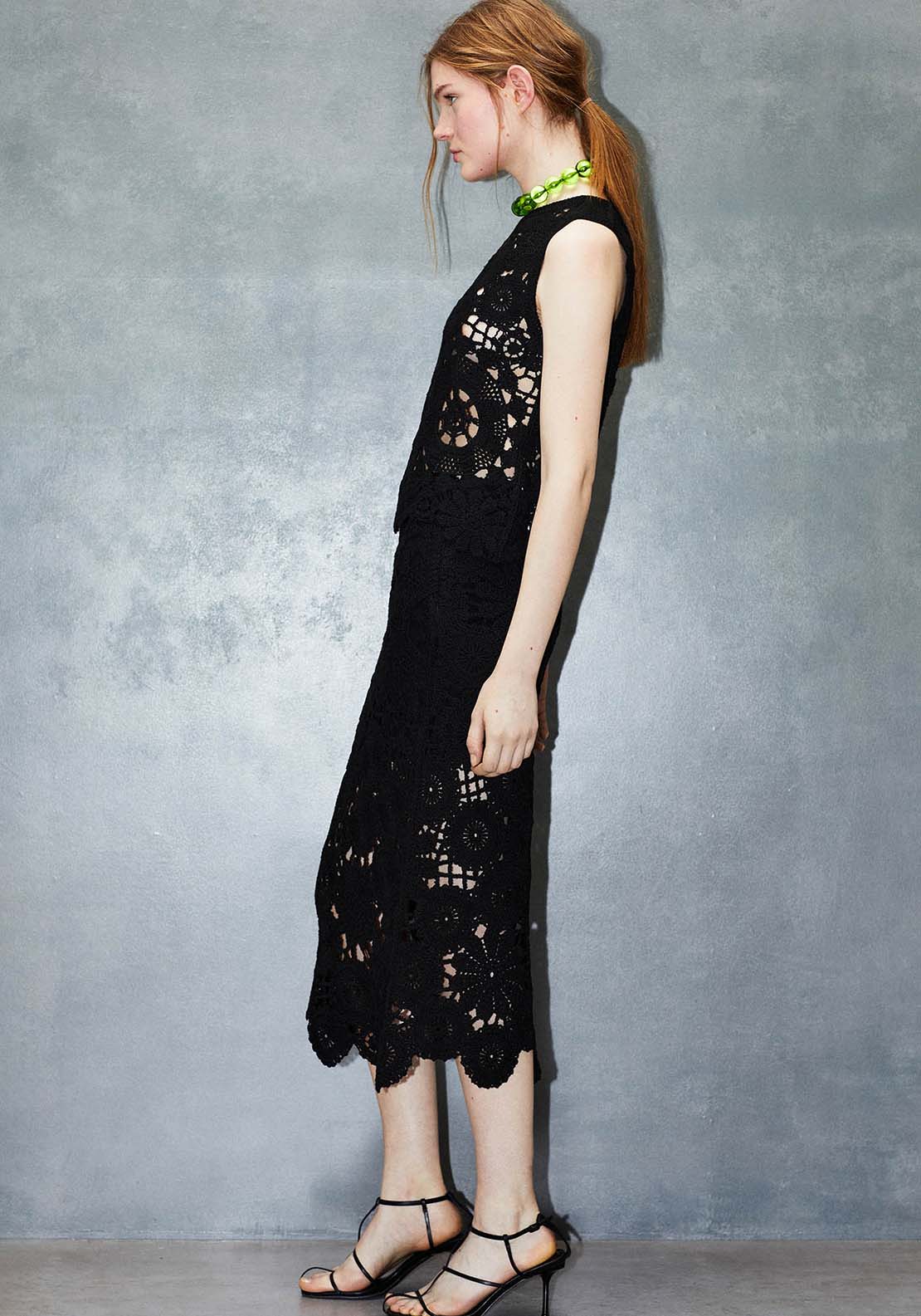Sfera Crochet Midi Skirt - Black 3 Shaws Department Stores