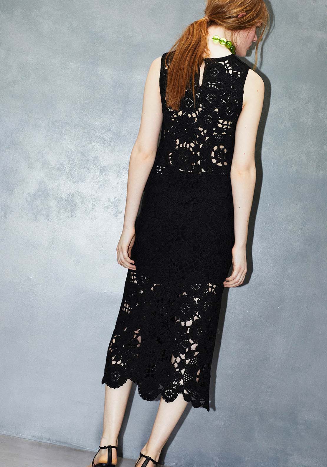 Sfera Crochet Midi Skirt - Black 2 Shaws Department Stores