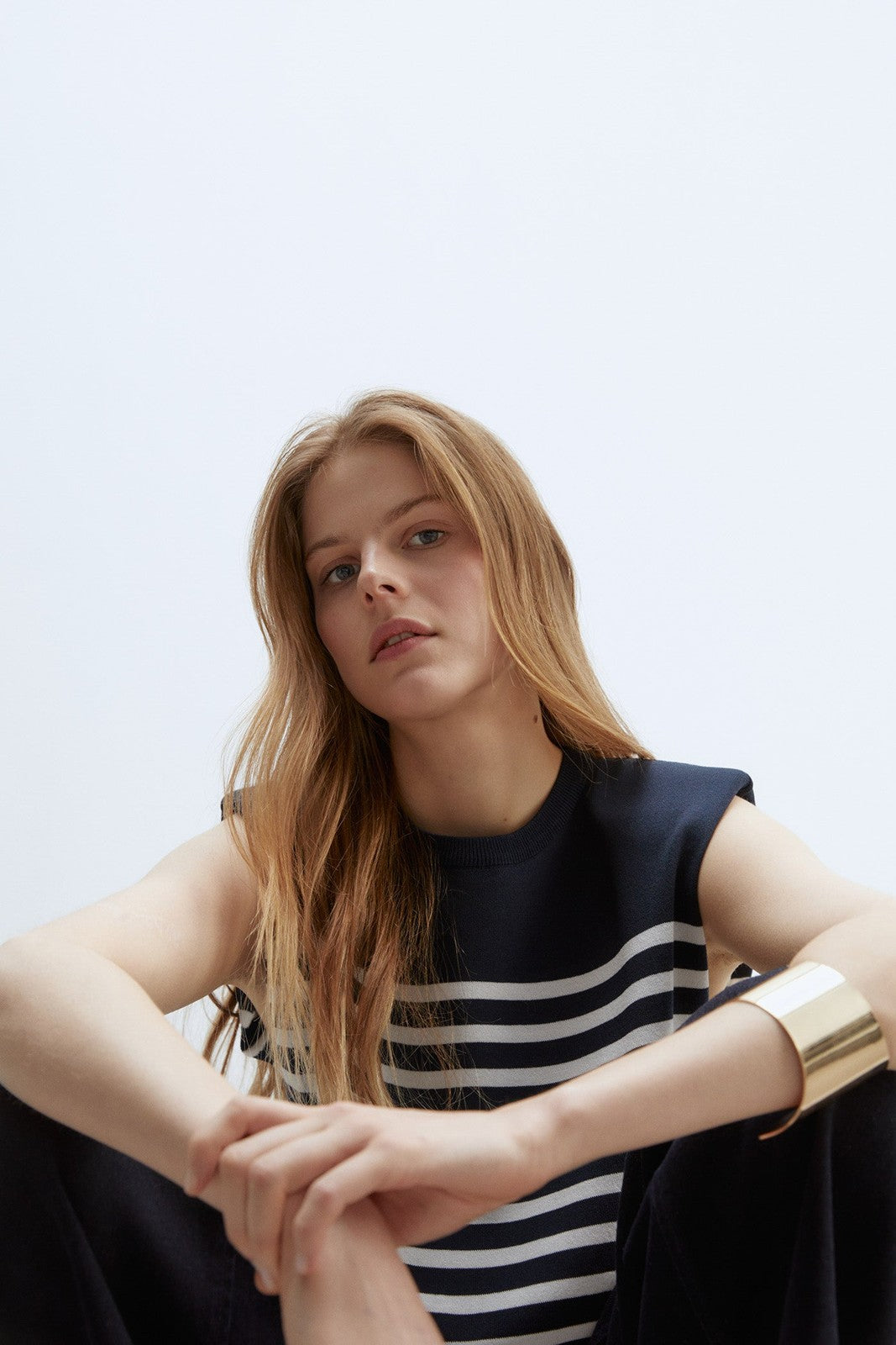 Sfera Stripes sleeveless top - Navy 2 Shaws Department Stores