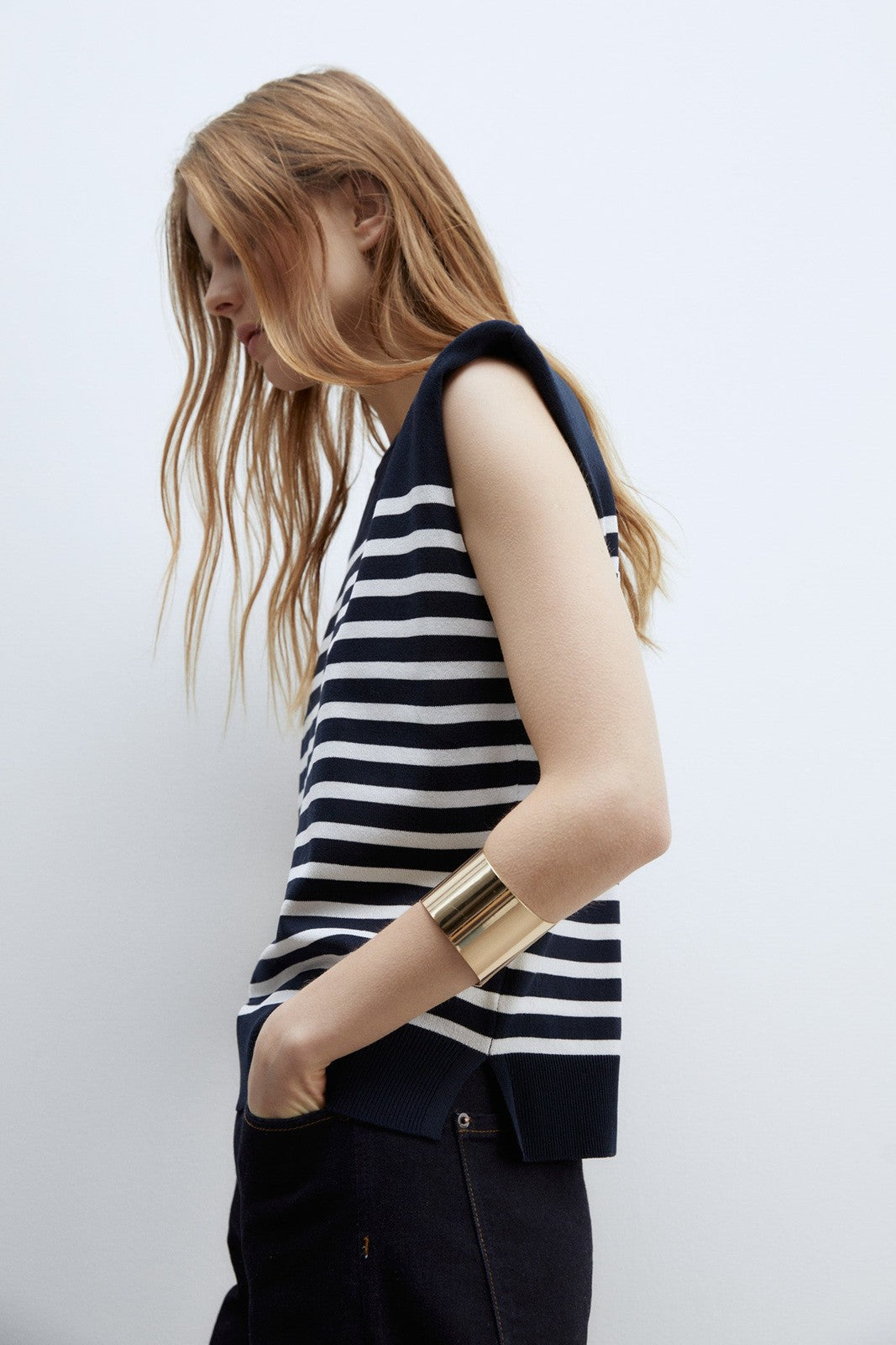 Sfera Stripes sleeveless top - Navy 4 Shaws Department Stores