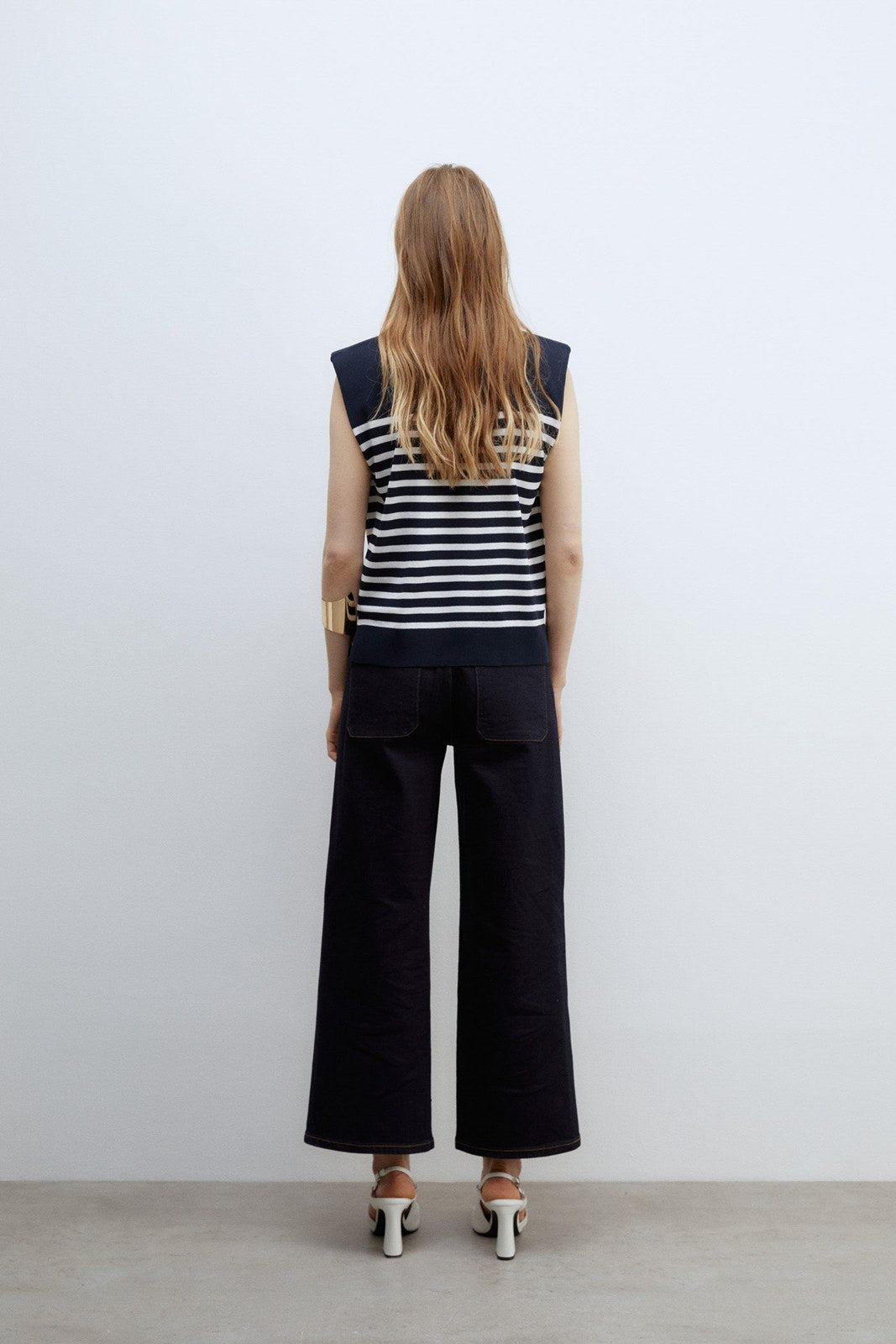 Sfera Stripes sleeveless top - Navy 6 Shaws Department Stores