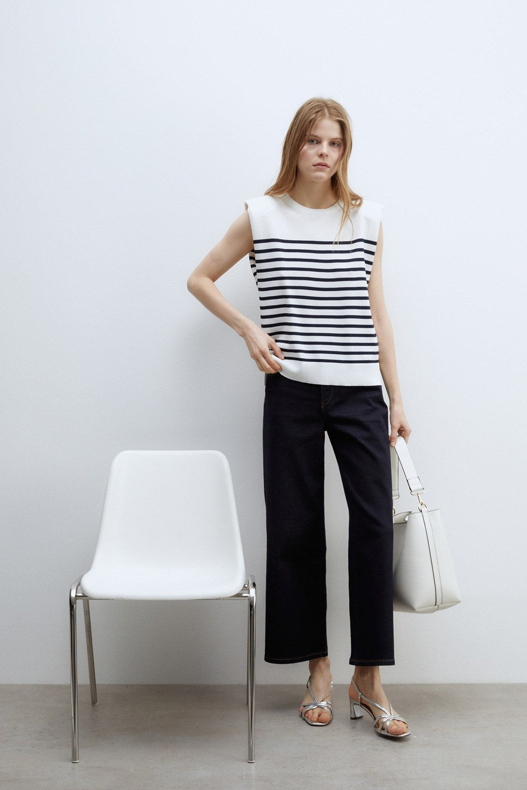 Sfera Stripes sleeveless top - White 1 Shaws Department Stores