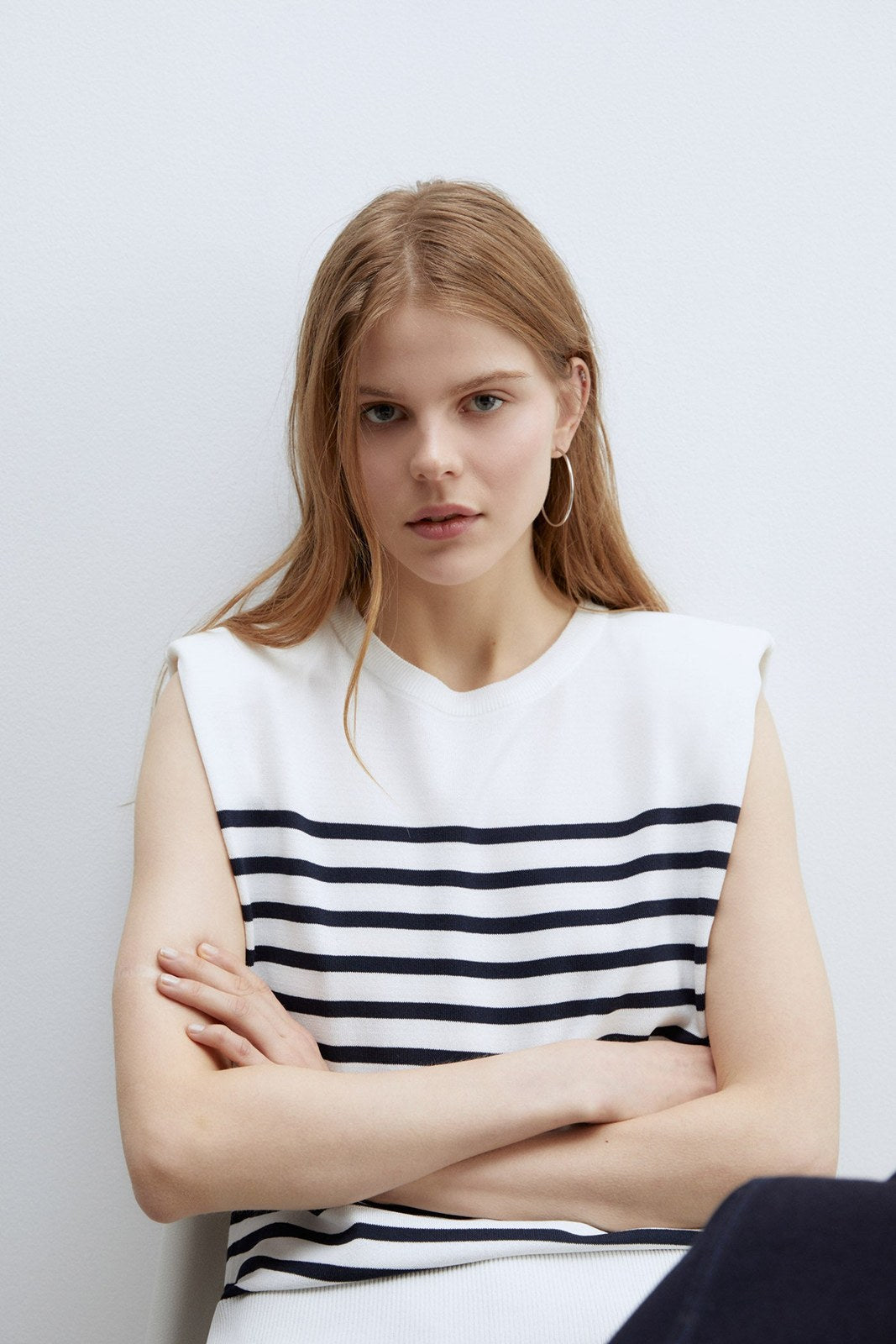 Sfera Stripes sleeveless top - White 2 Shaws Department Stores