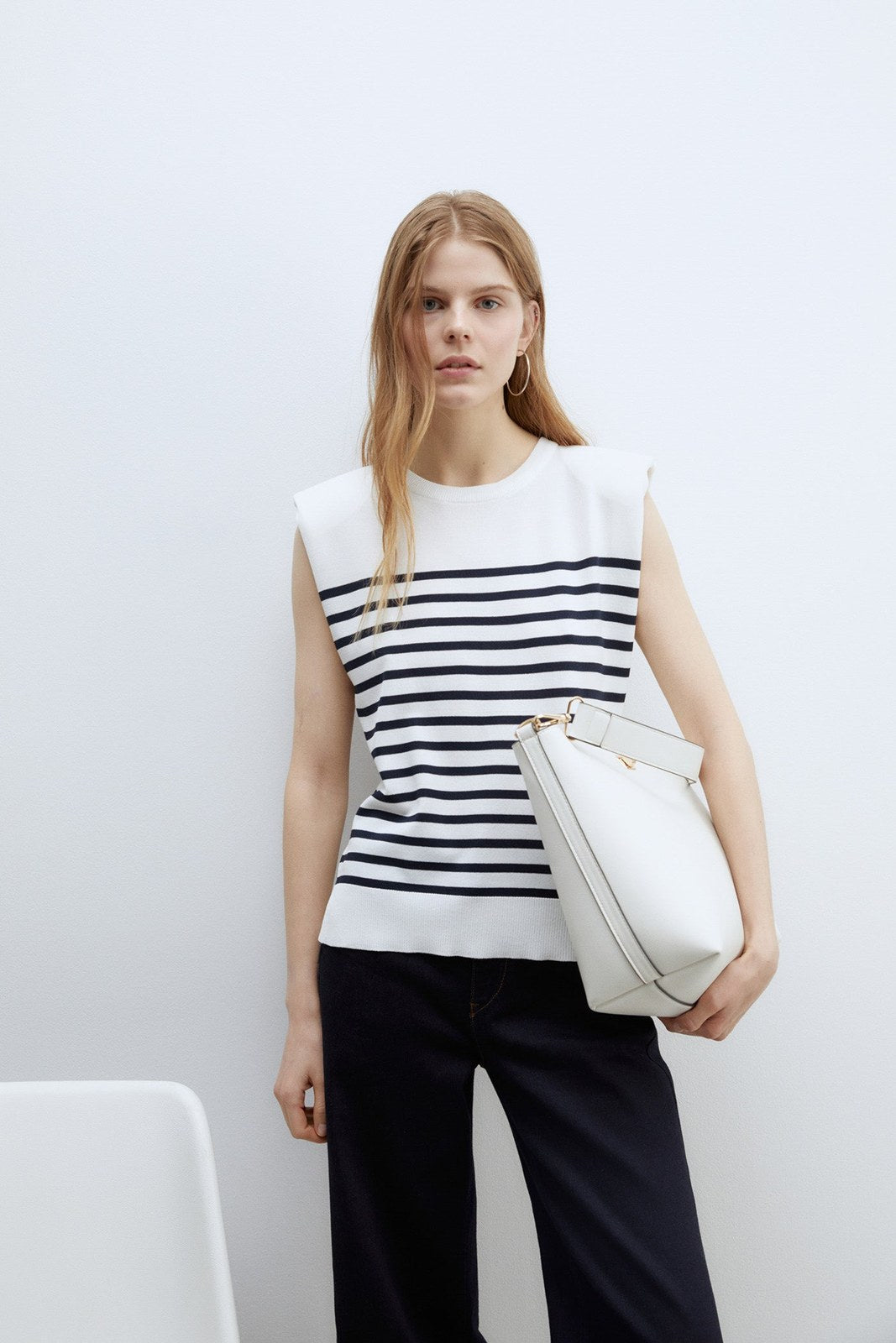 Sfera Stripes sleeveless top - White 4 Shaws Department Stores