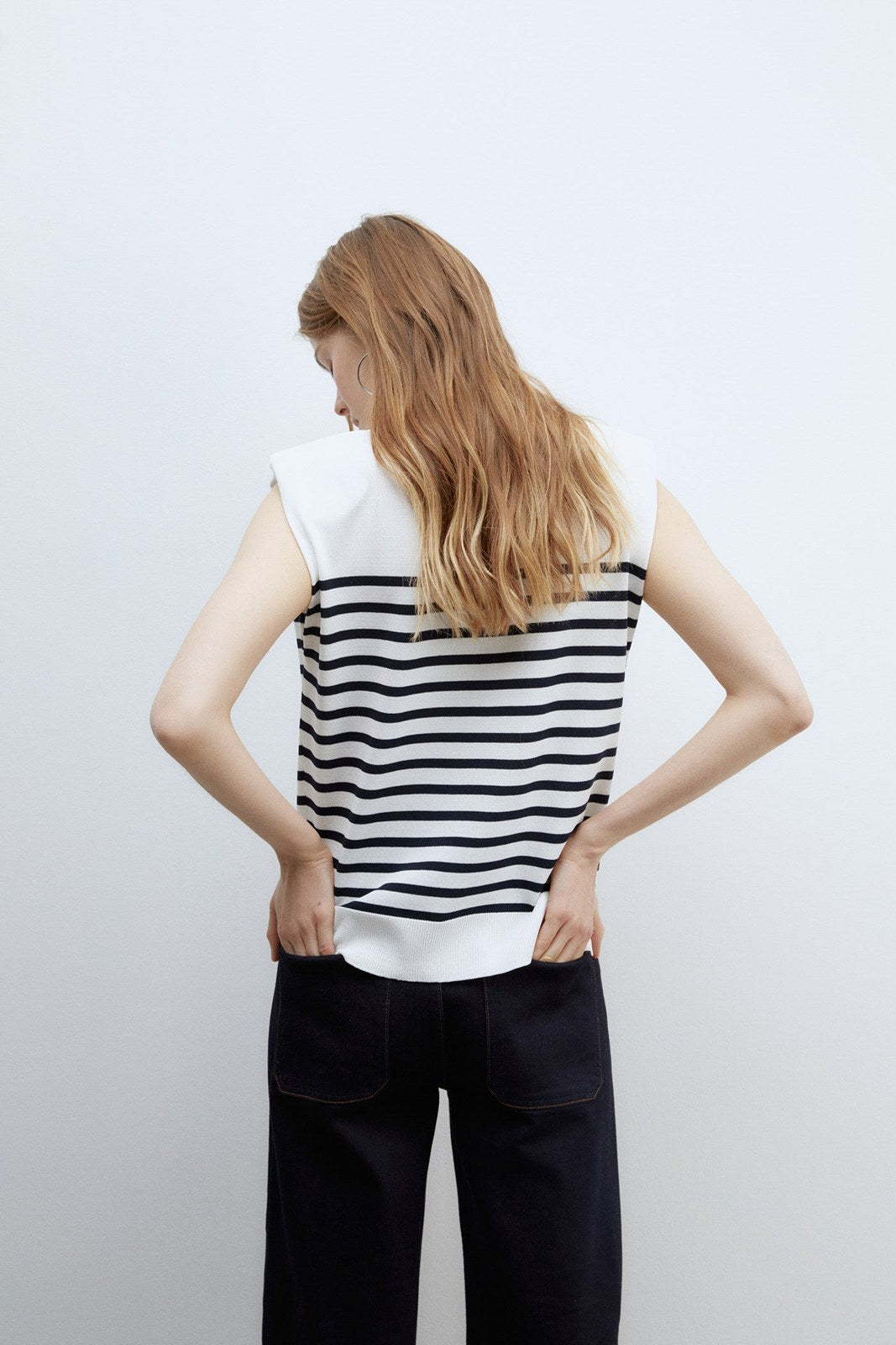 Sfera Stripes sleeveless top - White 5 Shaws Department Stores