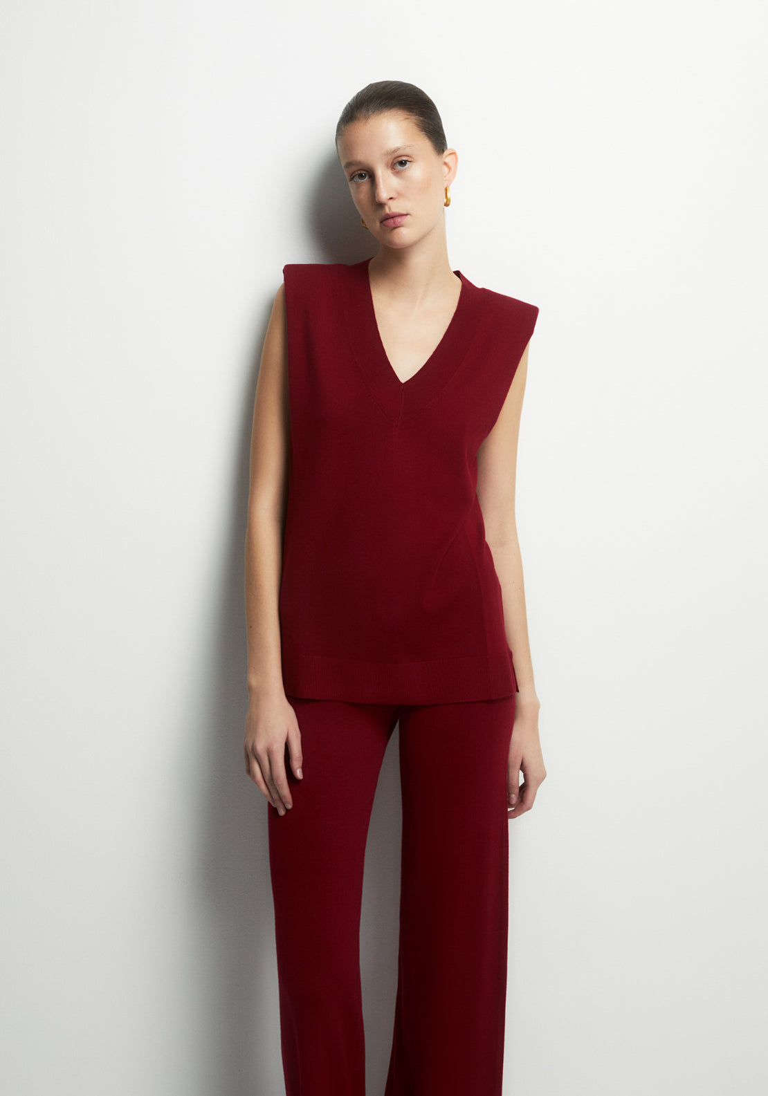 Plain Knit Top - Red
