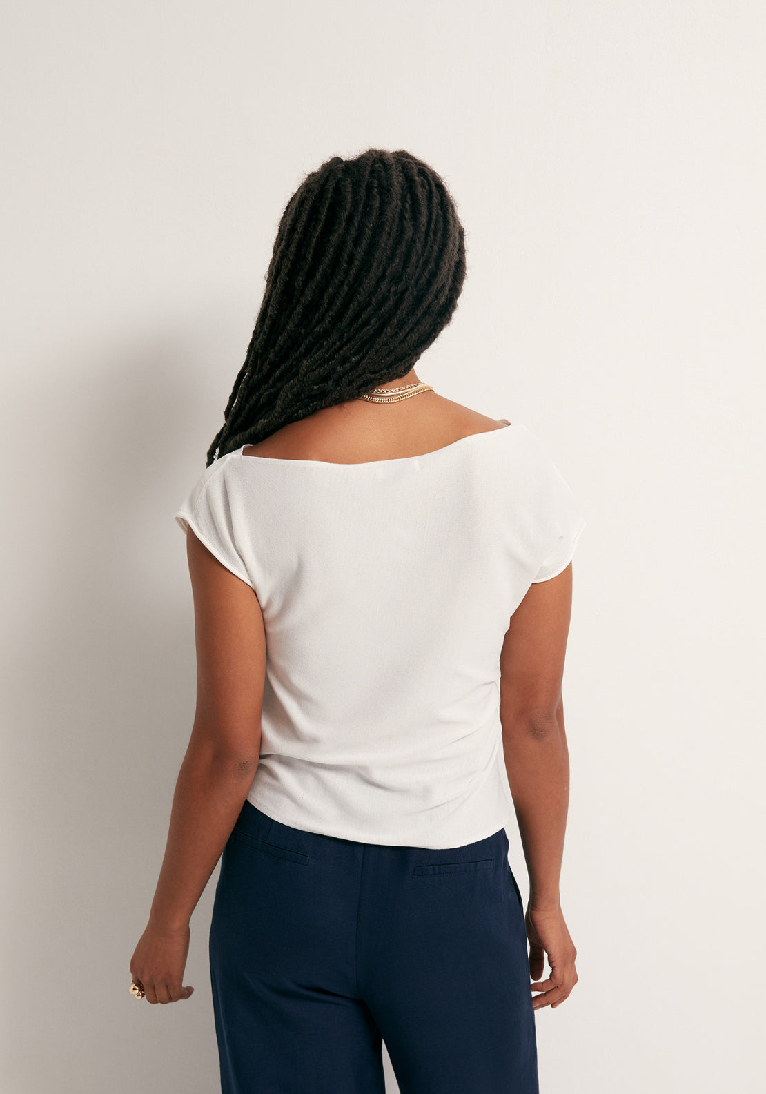 Asymmetrical Pleat Top - White