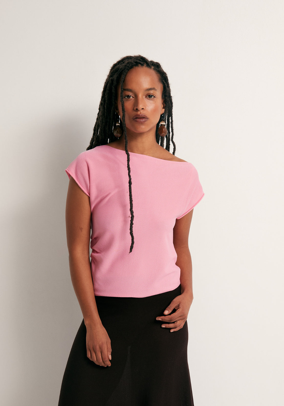 Asymmetrical Pleat Top - Pink