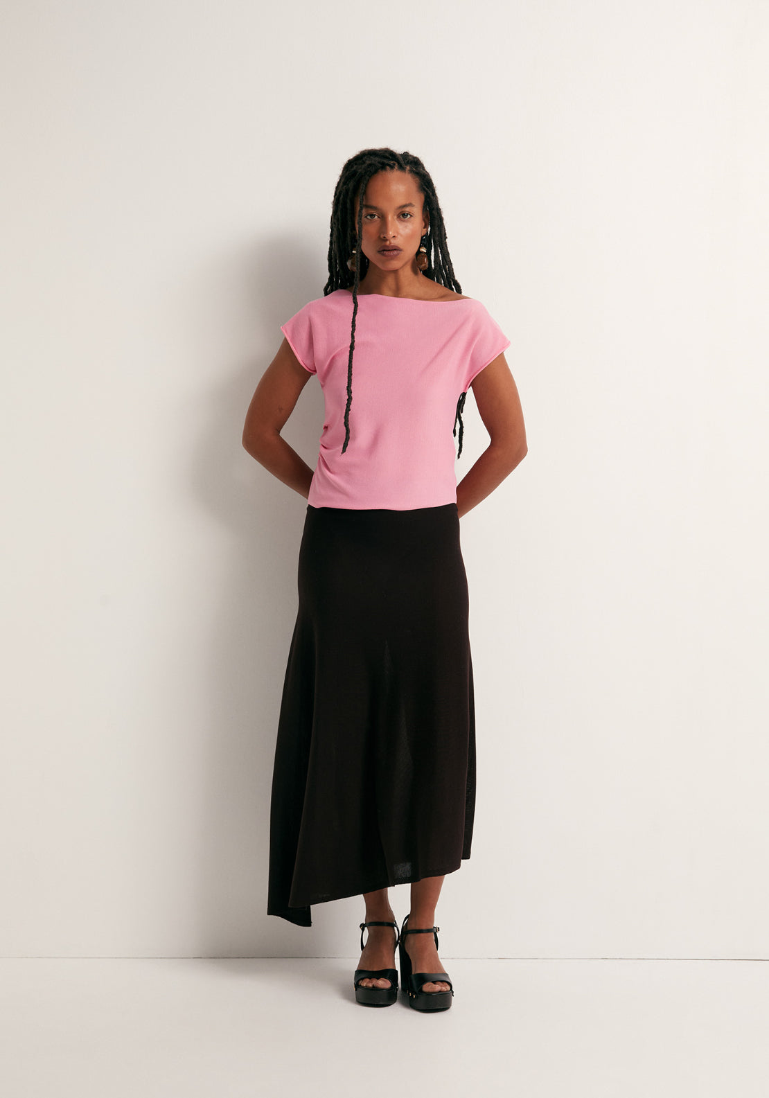 Asymmetrical Pleat Top - Pink