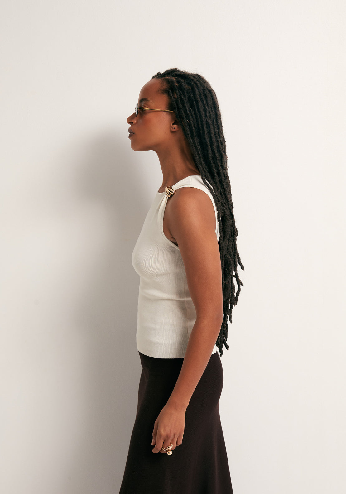 Metallic Hardware Top - White