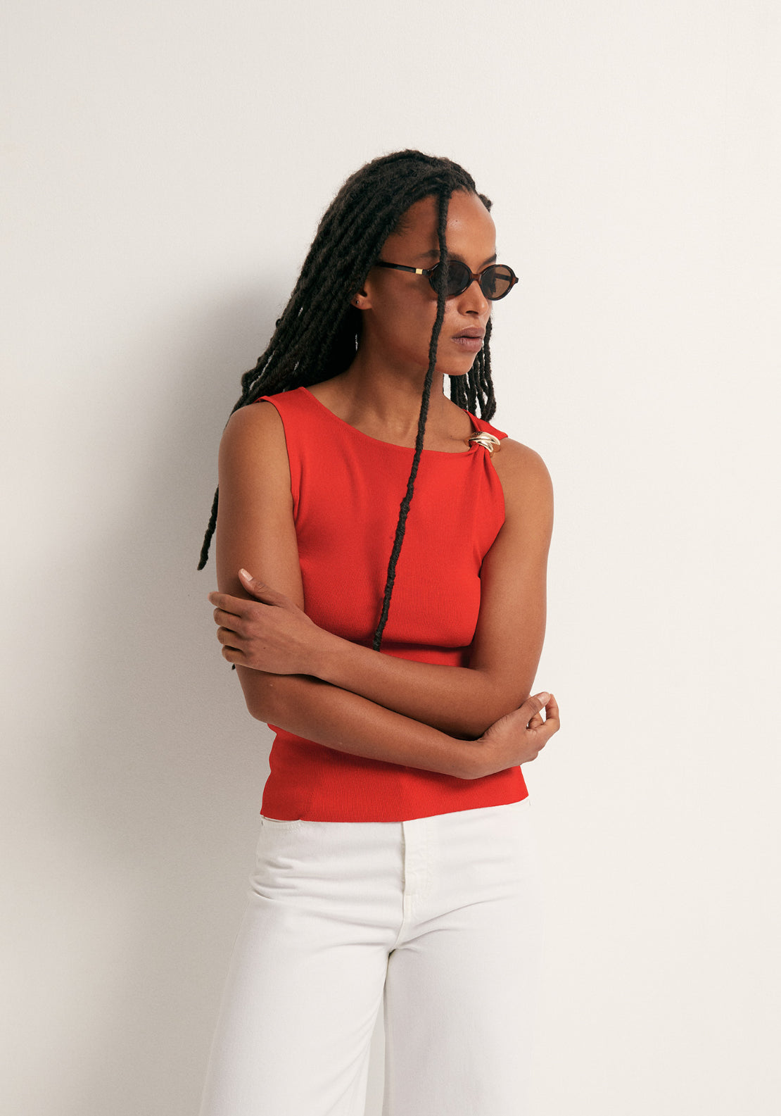 Metallic Hardware Top - Red