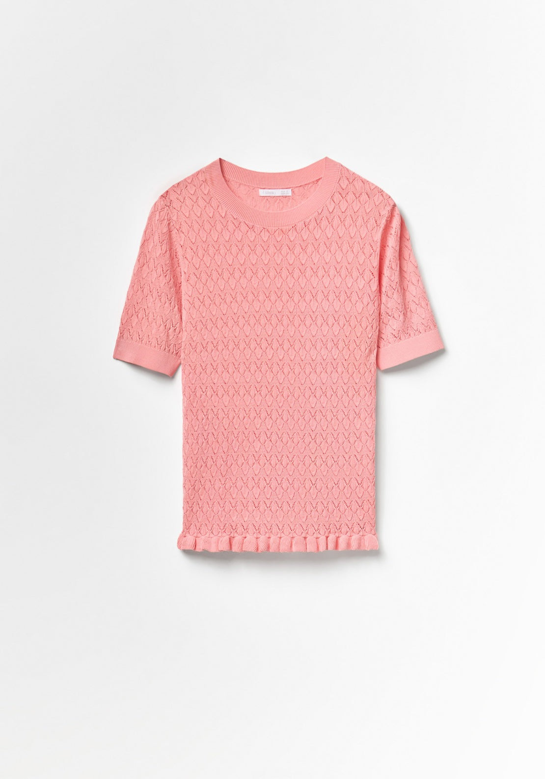 Openwork Short Sleeve Top - Pink