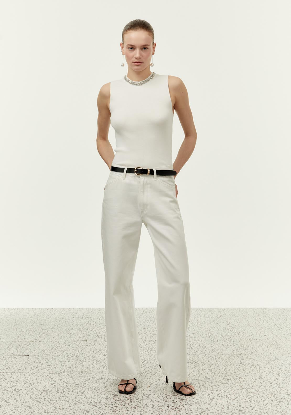 Sfera Round-neck top - White 1 Shaws Department Stores