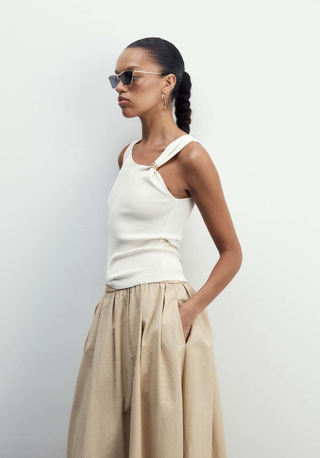Sfera Asymmetrical Sleeves Top - White 3 Shaws Department Stores