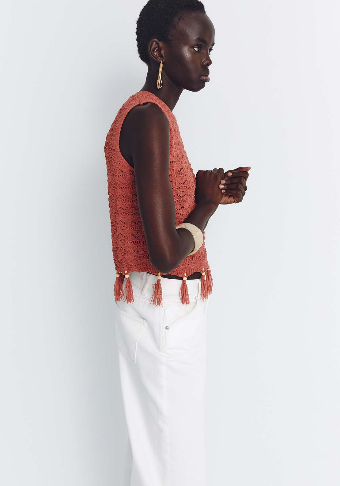 Sfera Tassels Top - Coral 3 Shaws Department Stores