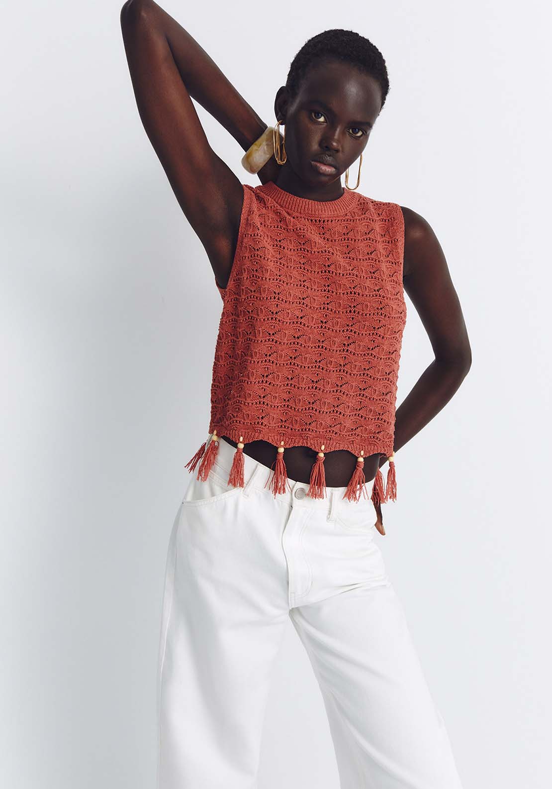 Sfera Tassels Top - Coral 1 Shaws Department Stores