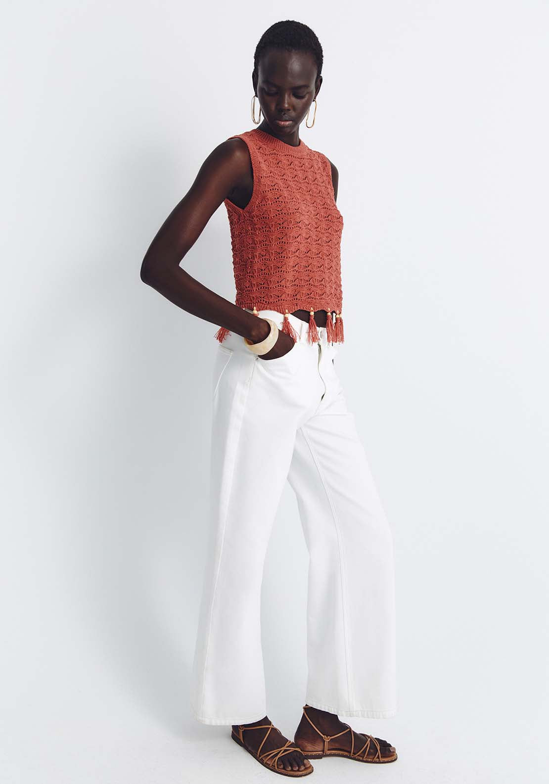 Sfera Tassels Top - Coral 5 Shaws Department Stores