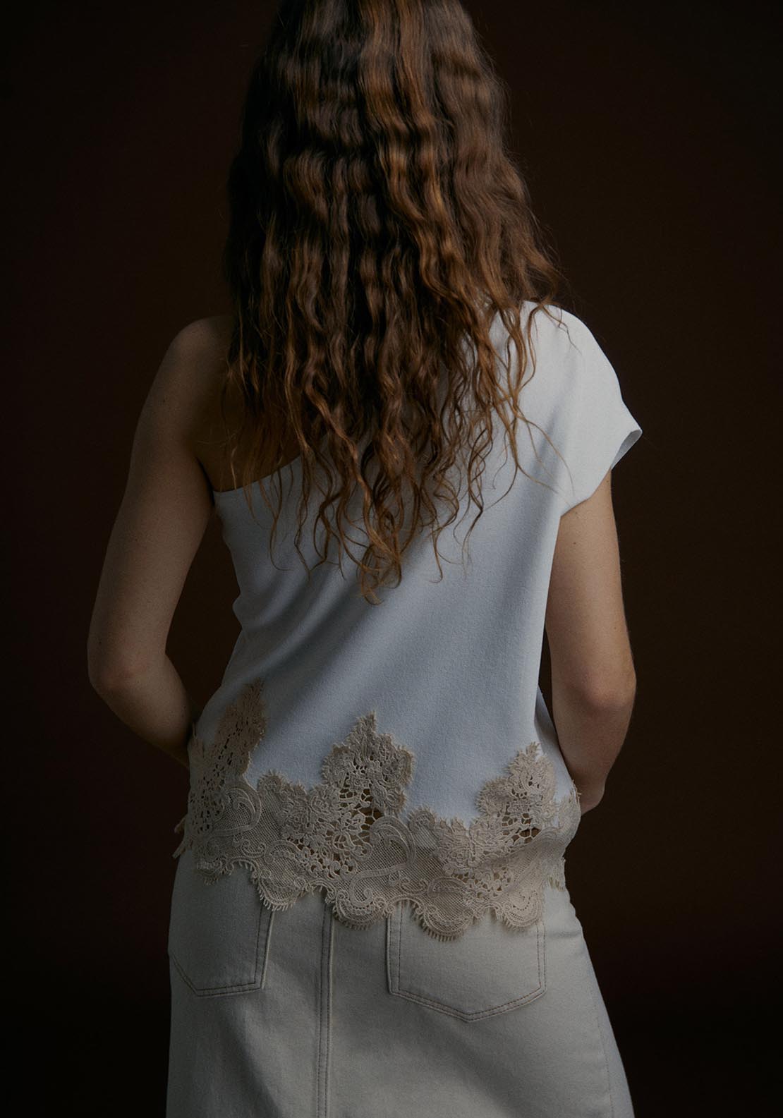 Sfera Sleeveless Top W Lace Detail - Ecru 2 Shaws Department Stores