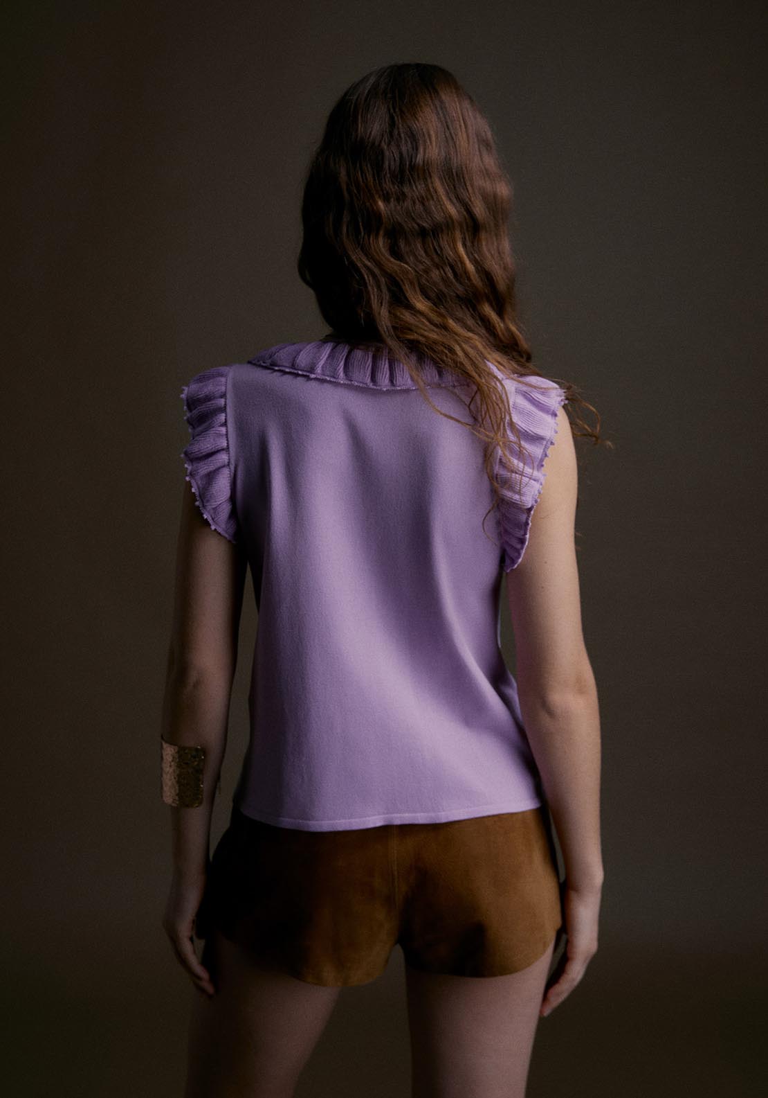 Sfera Sleeveless Top W Ruffles - Mauve 2 Shaws Department Stores