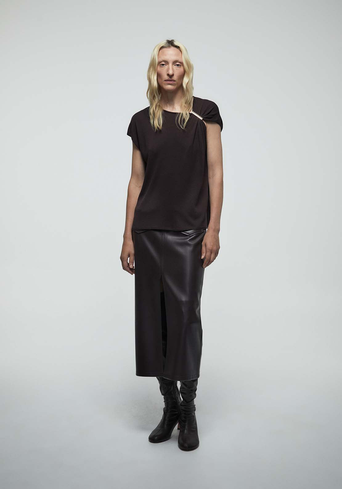 Shoulder Detail Top - Brown