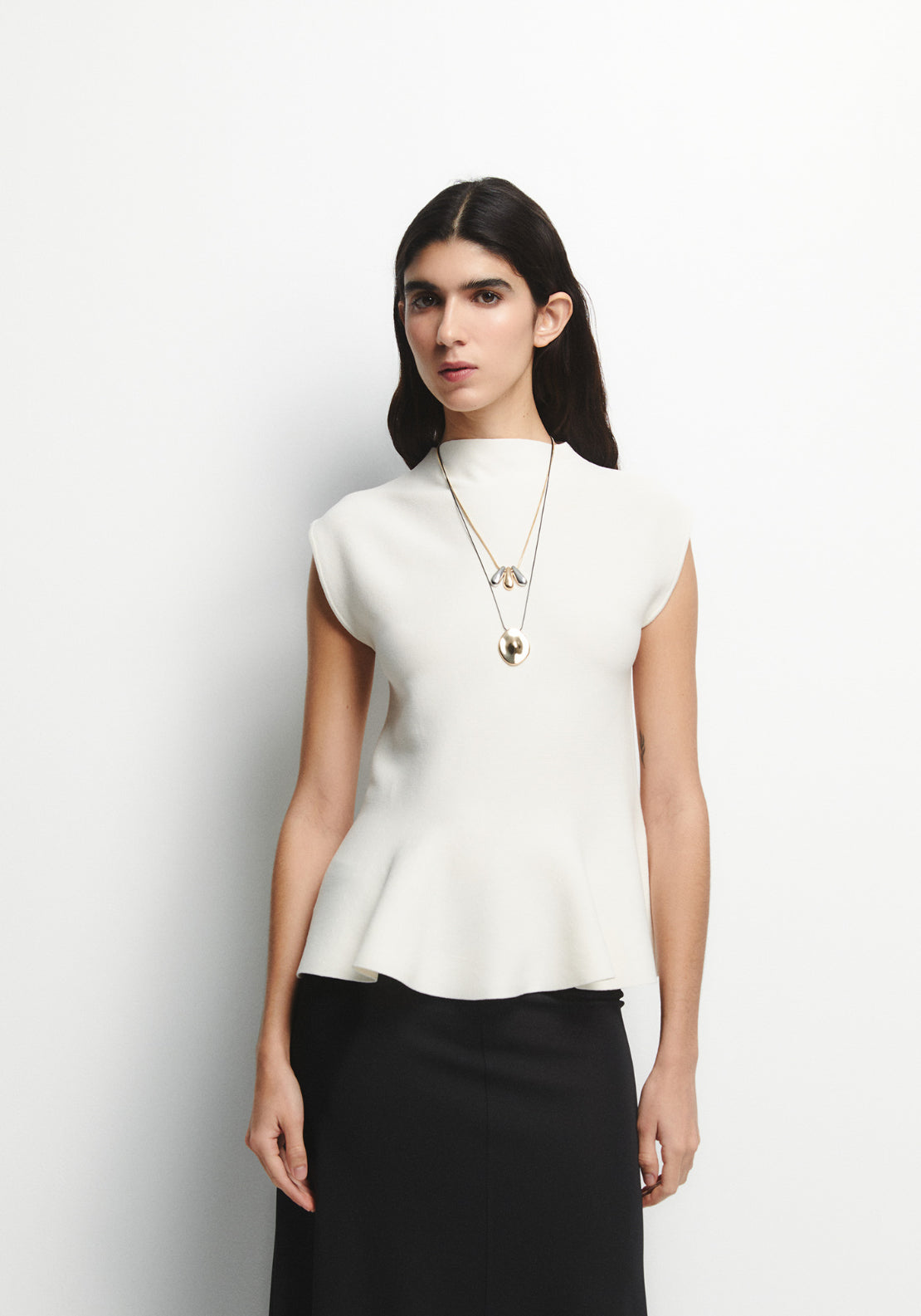Peplum Knit Top - Cream