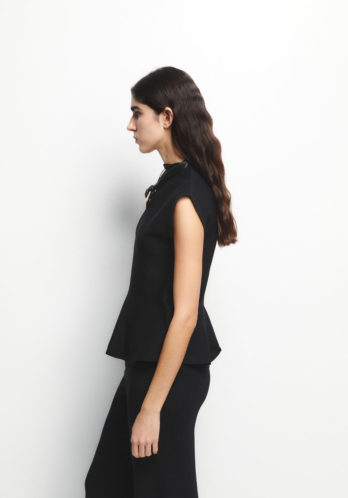 Peplum Knit Top - Black