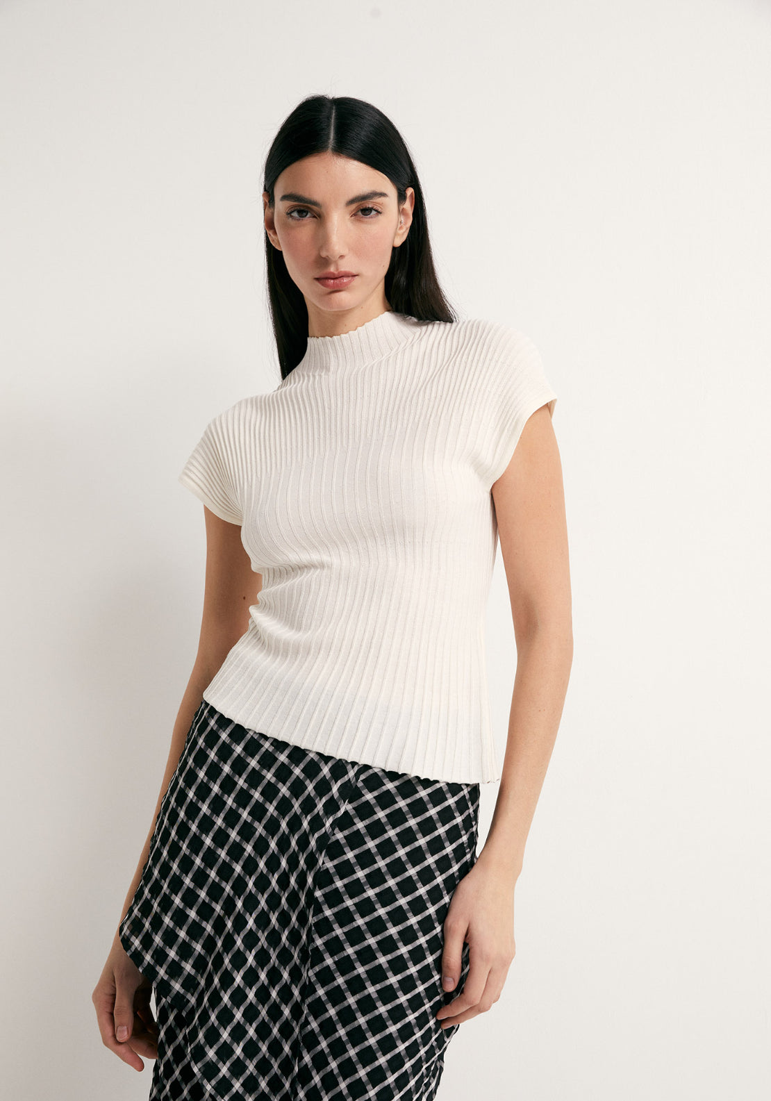 Ribbed Wrap Top - Ivory