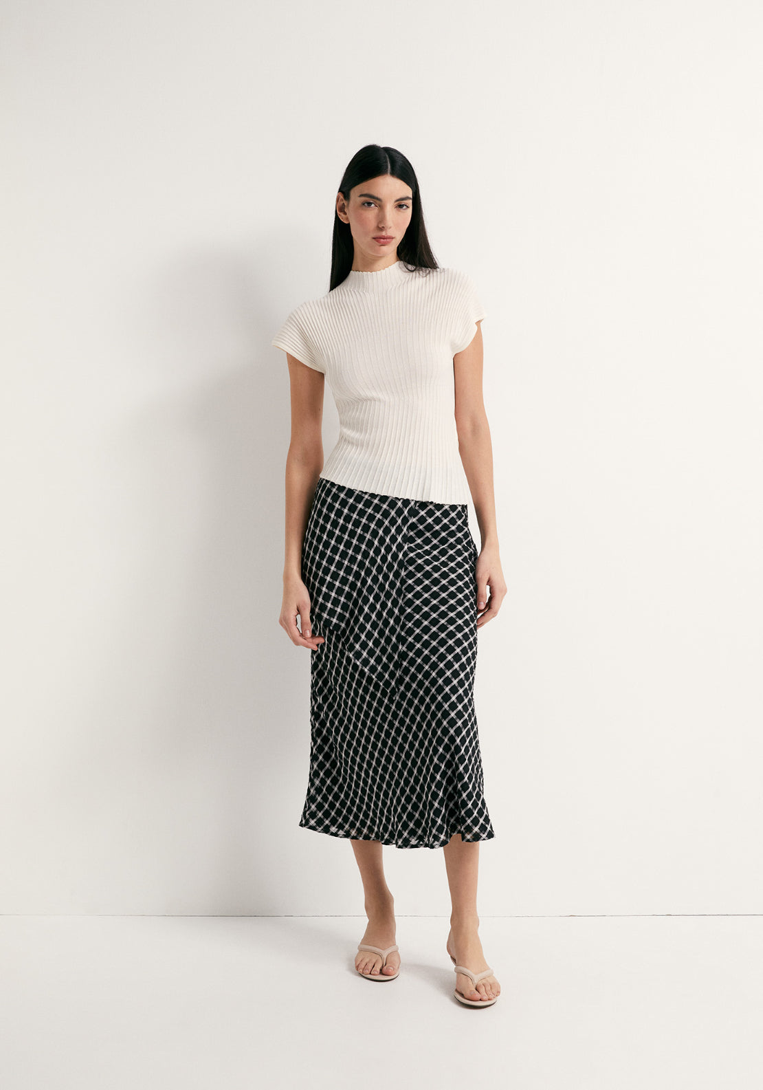 Ribbed Wrap Top - Ivory