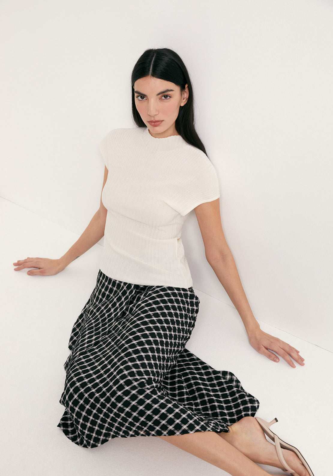 Ribbed Wrap Top - Ivory