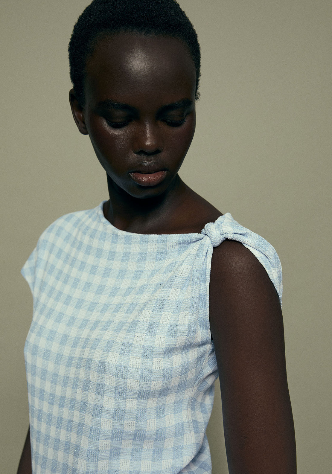 Gingham Print Top - Blue
