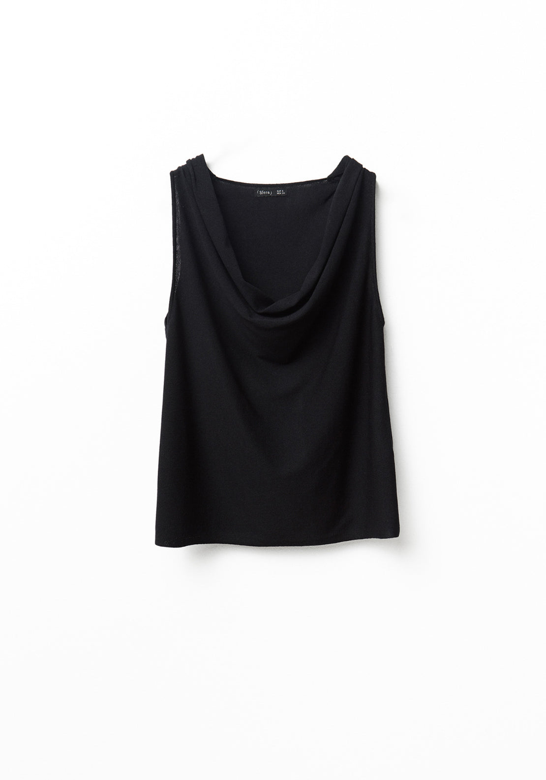 Draped Cowl-Neck Top - Black